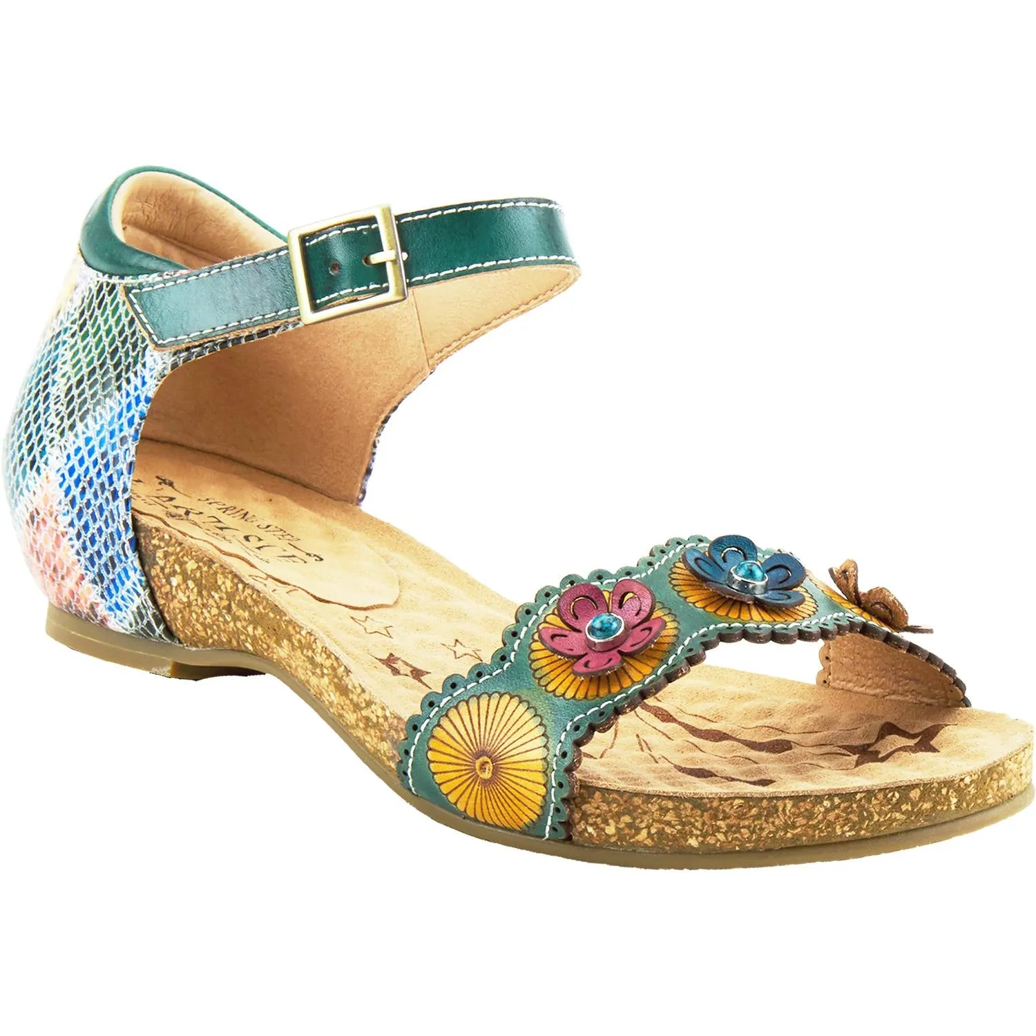 Women's Spring Step Meliza Teal Multi Leather
