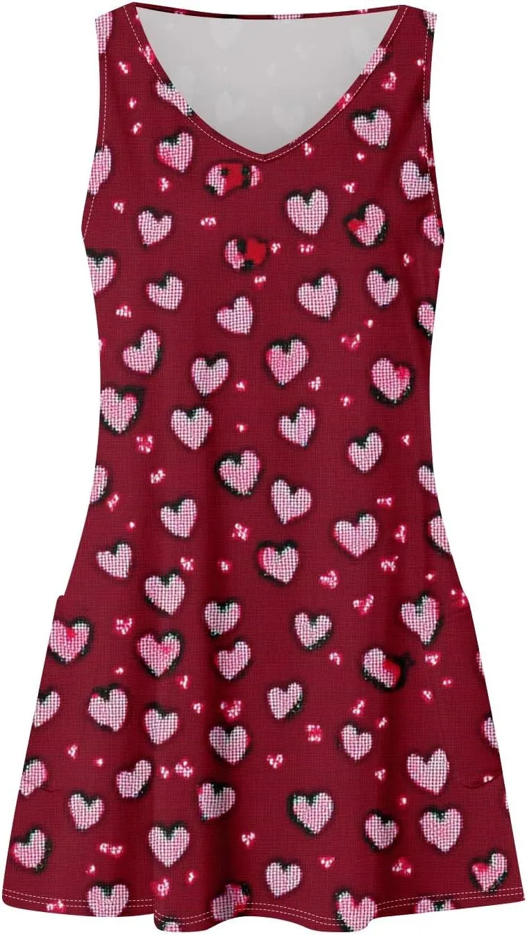 Women's Summer Dresses V Neck Casual Sundress 2025 Beach Swimsuit Coverup Vacation Sleeveless Dress with Pocket