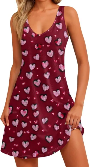 Women's Summer Dresses V Neck Casual Sundress 2025 Beach Swimsuit Coverup Vacation Sleeveless Dress with Pocket