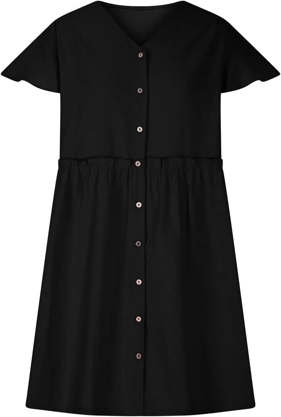 Women's Summer Sun Dresses Loose Fit Solid V Neck Ladies Dress Wide Flowy Hem Comfy Woman Spring Outfits Dress