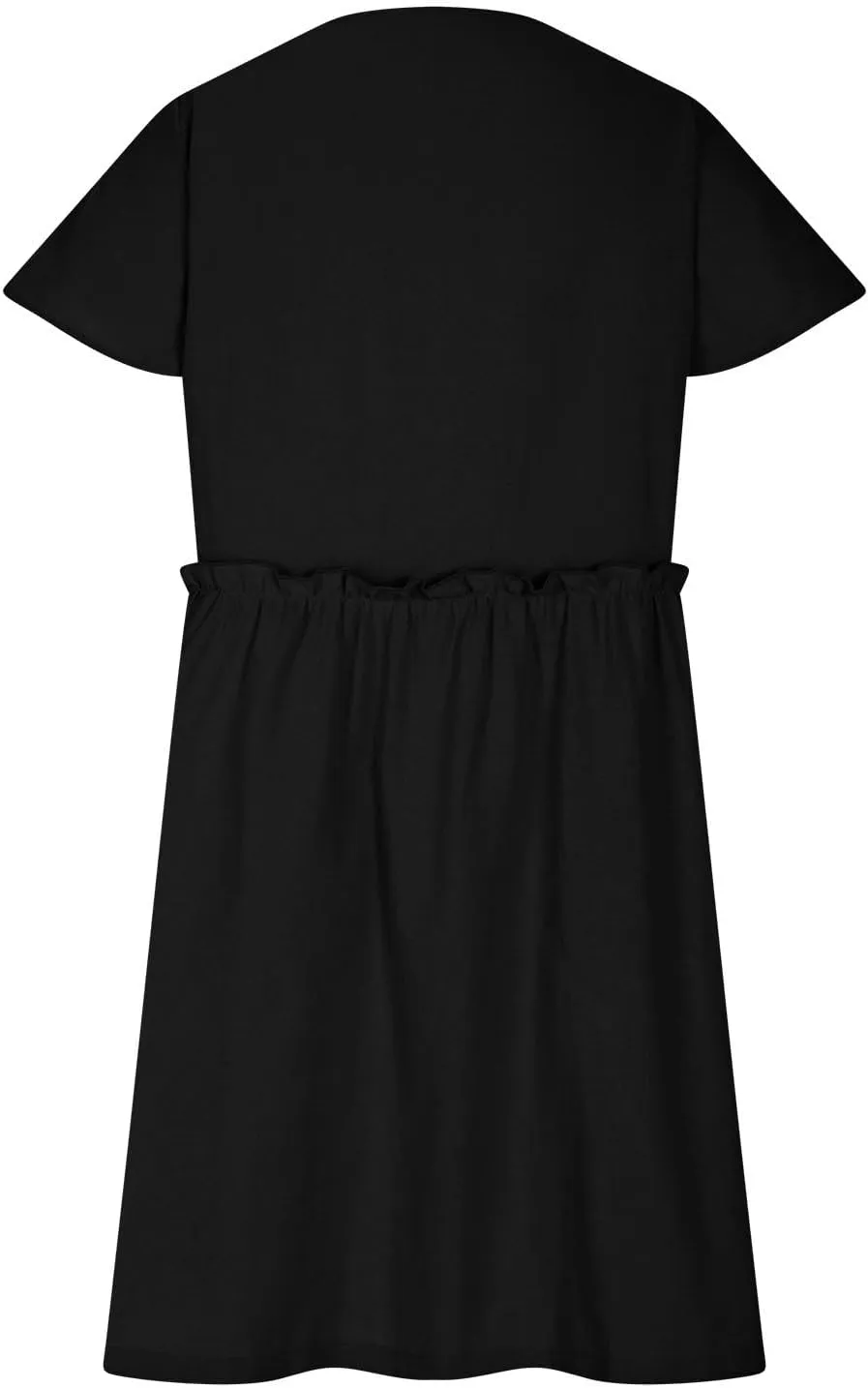 Women's Summer Sun Dresses Loose Fit Solid V Neck Ladies Dress Wide Flowy Hem Comfy Woman Spring Outfits Dress
