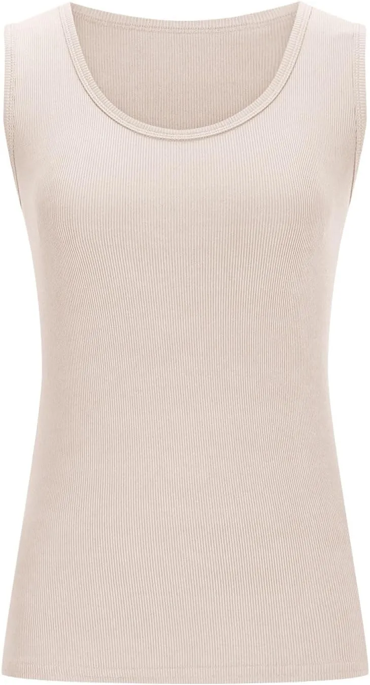 Womens Tank Tops Casual Knitted Round Neck Sleeveless Solid Color Camisole Summer Basic Vacation Outdoor Tank Shirt