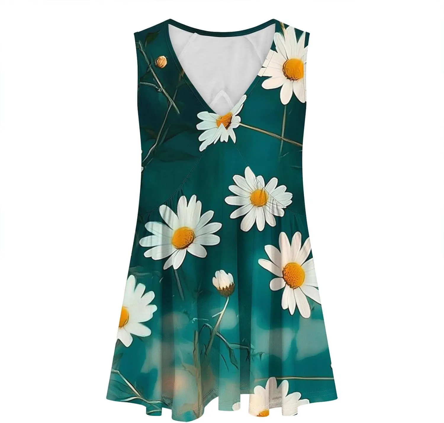 Womens Tank Tops Dressy Casual Sleeveless Printed Pleated Hawaiian Shirt V Neck Loose Beach Fashion Summer Tank Top